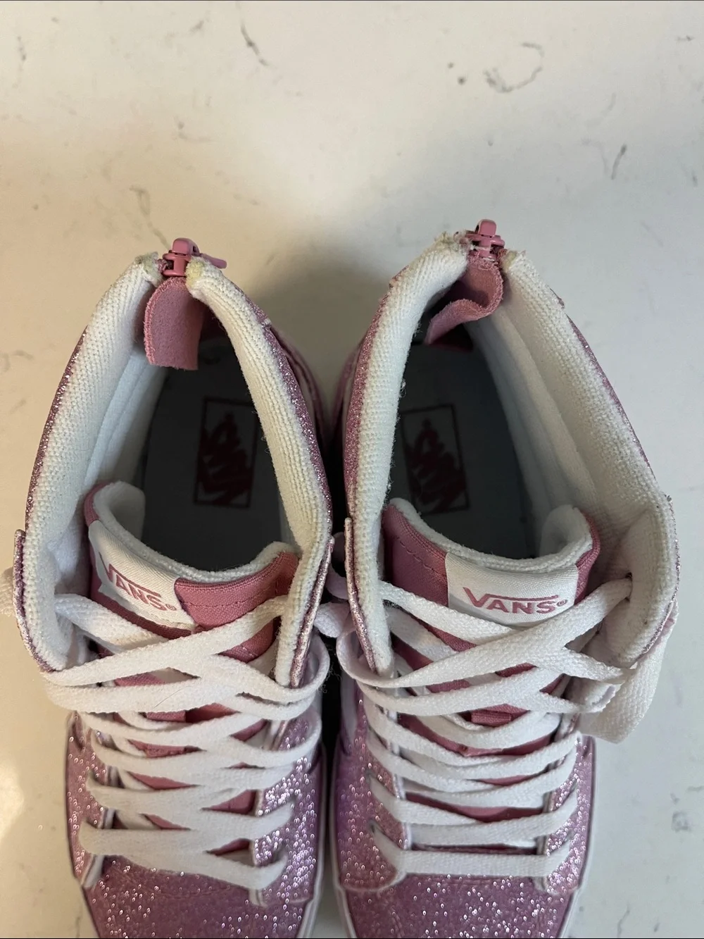 Sneakers Vans Girls Filmore Hi Zip Spring Glitter Mauve Size 5 Missy Worn 1-2x’s